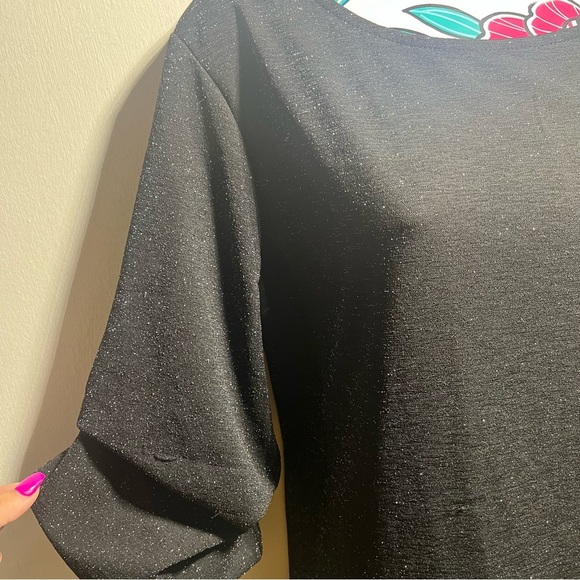 Emma & Michele Black Shimmer Scrunch Sleeve Dress - Picture 2 of 4
